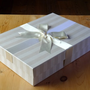 The Prom Dress Box in Aquila Stripe Cream | Handmade in England | Wedding Storage Box | Gifts for the Bride | Wedding Gift