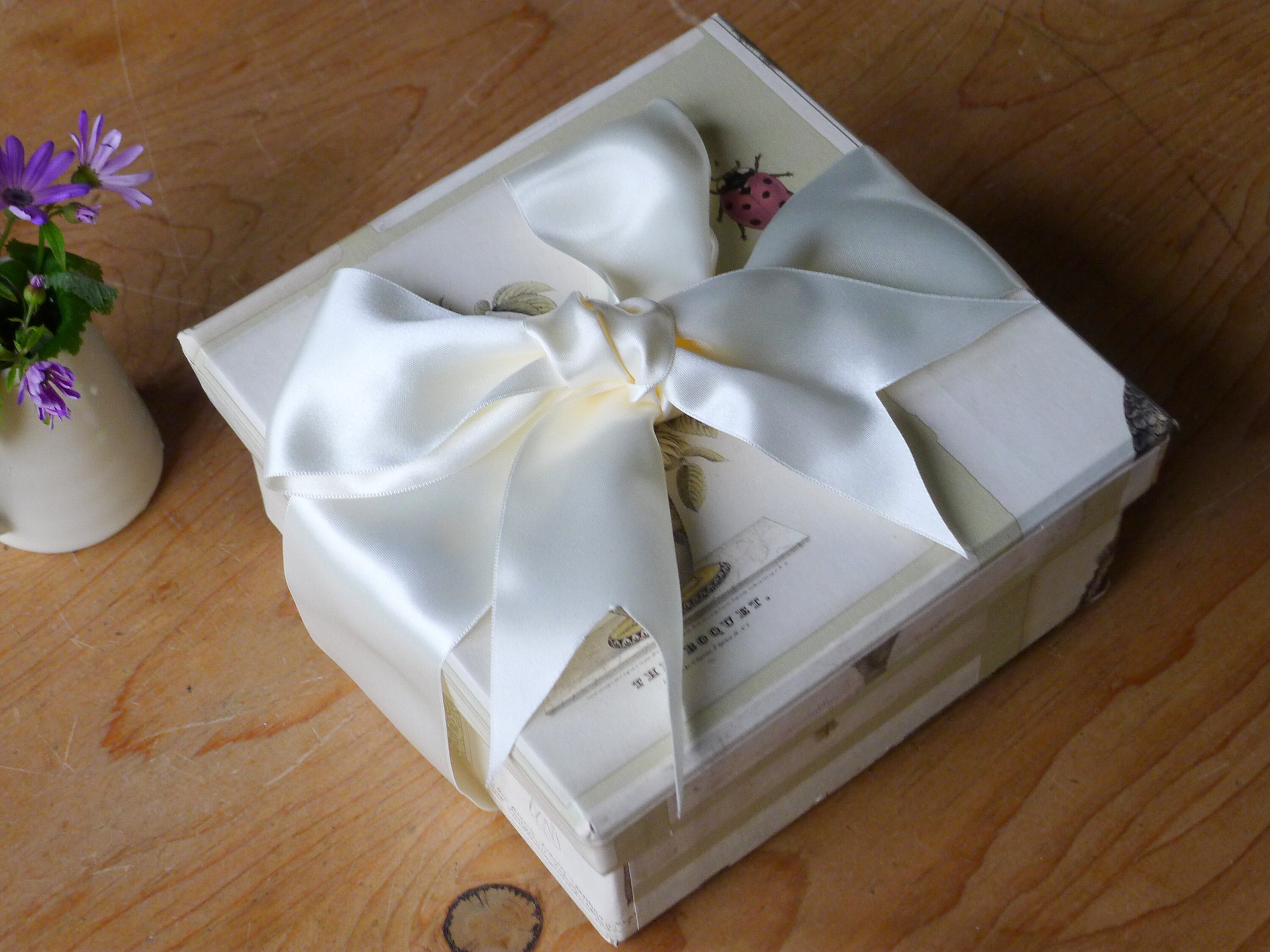 Large Fascinator Box in Botanical Buff - Handmade Gifts for the Bride, Mother of the Bride, Wedding Guest, or Bridal Party