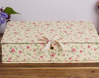 Stylish Box File - (A4) Rosebud Design Office Collection & Stationery Handmade in England