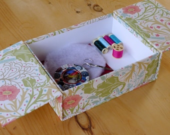 Sewing Panier (Small) in Sea Garden Rose Pink | Handmade in the UK
