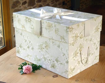 Handmade Hollywood Heights Wedding Dress Storage Box: Ivory Floral Design
