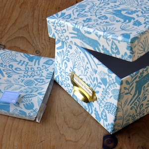 Handmade Archive Photo Storage Box: Shaker Nature Blue Keepsake Box
