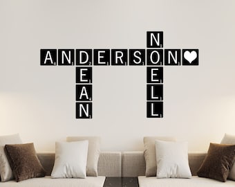 Azulejos metálicos de pared de Scrabble - Arte con letras personalizadas de 6x6