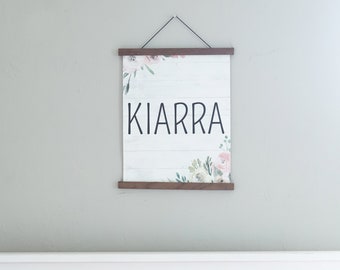 Floral Canvas Sign - Hanging Canvas Sign - Custom Name Sign - Name Sign - Wall Hanging - Canvas Sign - Floral Name Sign - Wall Decor - Signs