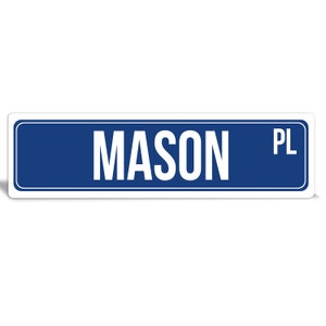 Custom Metal Street Sign: Personalized Blue Outdoor Decor