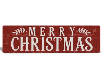 Merry Christmas Sign - Red Merry Christmas - Christmas Sign - Metal Christmas Sign - Christmas Decor - Metal Sign - Home Decor - Wall Sign