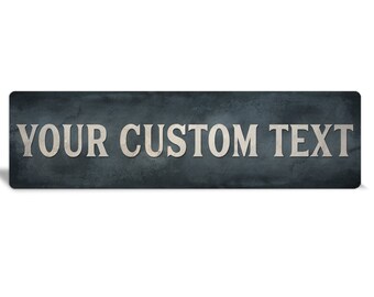 custom metal sign, dark metal sign, custom sign, outoor sign, custom outdoor sign, grey metal sign, grey sign, business sign, bar sign