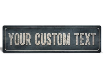 custom metal sign, dark metal sign with border, custom sign, outoor sign, custom outdoor sign, grey metal sign, business sign, bar sign