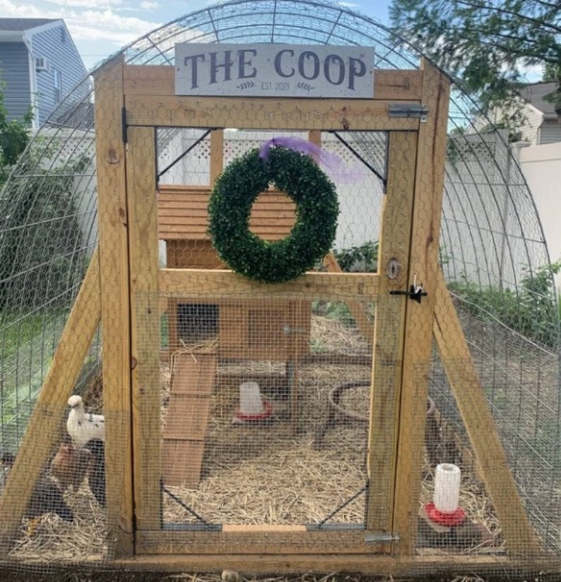 The Coop Chicken coop sign Cream Chicken Coop Sign Backyard Chicken Chicken Coop Decor chicken lover gift coop decor Farm sign image 3