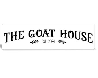 white goat house sign, metal goat sign, goat house decor, goat house signs, goat house accessories, farm sign, goat signs for outdoor