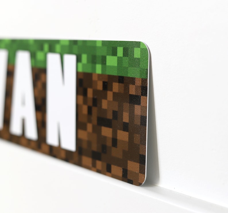 Minecraft Inspired Sign Minecraft Sign Minecraft Decor Minecraft Party Minecraft Decoration Kids Name Plaque Home Decor Metal image 2