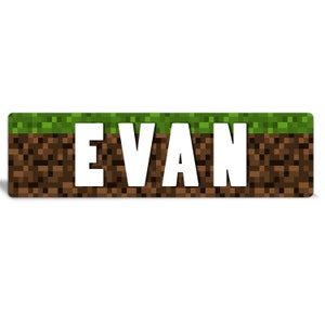 Minecraft Inspired Sign Minecraft Sign Minecraft Decor Minecraft Party Minecraft Decoration Kids Name Plaque Home Decor Metal image 1