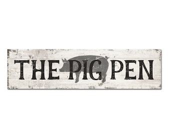 The Pig Pen Metal Pig Sign: Ourdoor Farm Pig Art Sign for Barn Decor