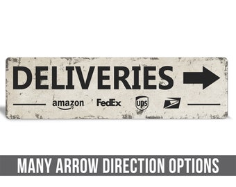 rustic delivery sign with arrow, rustic delivery sign, delivery sign with arrow, rustic metal sign, metal signs, outdoor signs, Fedex, UPS