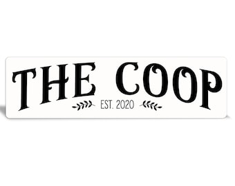 white coop sign, metal coop sign, chicken coop decor, chicken coop signs, chicken coop accessories, white chicken coop sign, farm sign