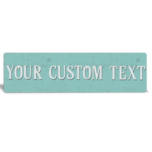 Custom Teal Metal Sign: Rustic Crackle, Beach House Decor