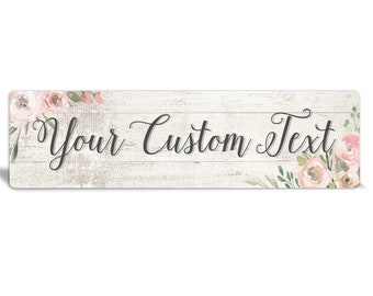 pink floral sign, custom metal sign, custom sign, nursery sign, kids bedroom sign, custom gift, personalized gift, home decor