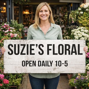 Custom Metal Sign: Faux Distressed White Wood, Personalized Text