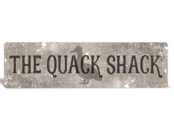 tan quack shack sign, duck sign, duck coop, duck coop signs, duck coop design, outdoor duck sign, outdoor signs, metal farm signs
