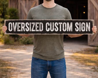 Oversized Black Rustic Metal Sign: Custom Outdoor Business, Farmstand & Barn Sign