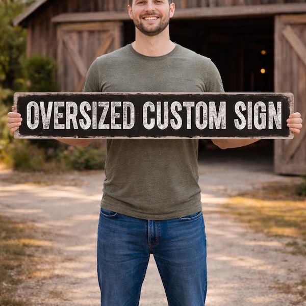 Oversized Black Rustic Metal Sign: Custom Outdoor Business, Farmstand & Barn Sign