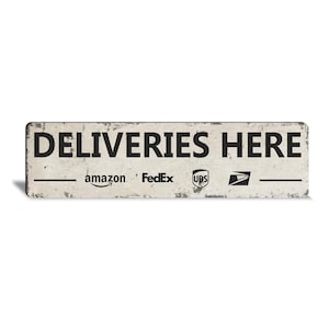 Rustic Deliveries Sign: Metal Outdoor Package Drop-Off