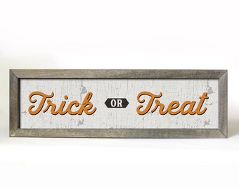 Cream Trick or Treat Sign - Framed Sign - Halloween Decor - Framed Halloween Sign - Halloween Signs - Trick or Treat Sign - Trick or Treat