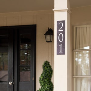 Textured Black Metal Address Sign: Modern House Numbers