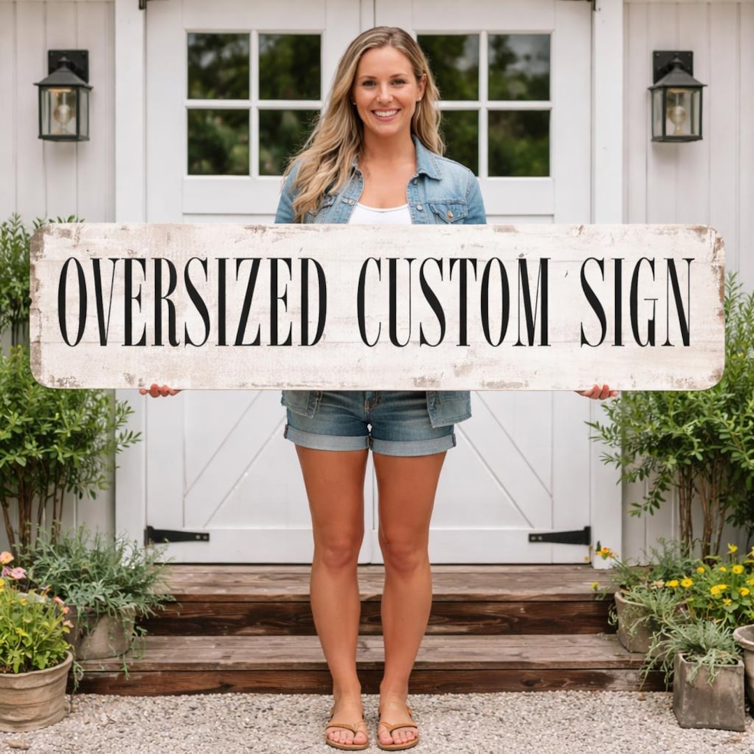 Oversized White Rustic Metal Sign: Custom Outdoor Business, Shed & Barn ...