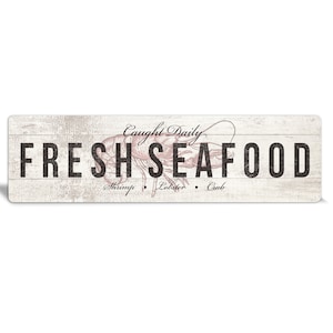 Rustic Seafood Metal Sign: Nautical Wall Decor