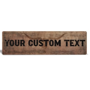 custom western sign, western decor, saloon sign, longhorn sign, custom metal sign, longhorn decor, personalized longhorn sign, cowboy gift