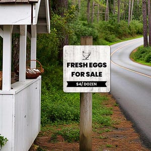 Panneau d'oeufs à vendre, Panneau d'étalage de ferme, Panneau de poulet, Panneau de vente d'oeufs en plein air, Panneau de poulet personnalisable, Panneau de bord de route, Panneau d'extérieur