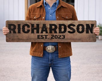 Custom Western Longhorn Metal Name Sign: Personalized Barn, Rustic Stores, Sheds or Business Sign