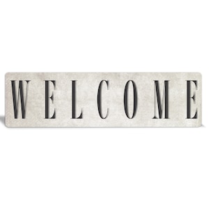 Metal Farmhouse Welcome Sign: Cream Entryway Decor