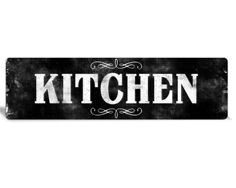 Kitchen Sign - Kitchen Decor - Kitchen Wall Decor - Metal Kitchen Sign - Black and White Kitchen - Housewarming Gift - Kitchen Wall Sign
