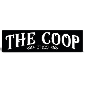 Customizable Black Metal Chicken Coop Sign: Farm Decor