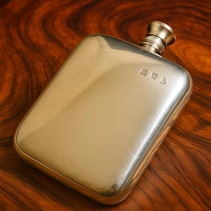 Personalised Traditional English Pewter Kidney Hip Flask 6oz