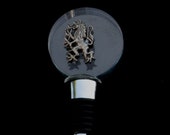 Rampant Lion Glass and Metal Red Wine or Whisky bottle stopper cork gift 294