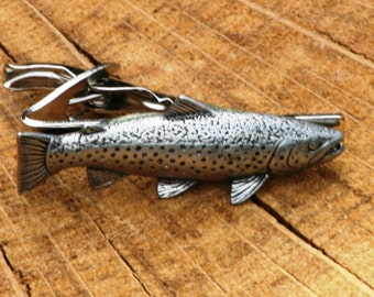 Brown Trout Cufflinks /& Tie Clip Bar Slide Tack Set Mens Freshwater Fishing 044