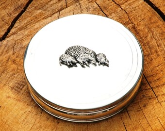 Silver Toned Porcupine Oval Trinket Jewelry Box