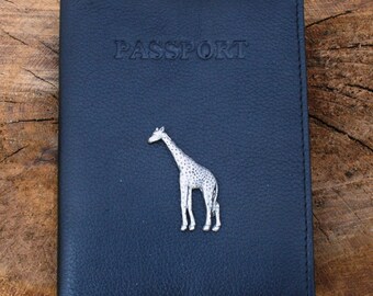 Giraffe Leopard Print Decor Leather Passport Holder Cover Case Blocking Travel Wallet