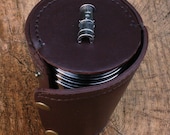 Davy Lamp 4 Stacking Stirrup Cups In Leather Case Miners Gift 100