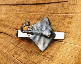 Small Pewter Bat Square Tie Clip
