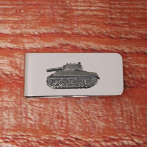 Army Tanks Money Clip Metal Mens Free Engraved Panzer Sherman Father&#39;s Day Gift mc