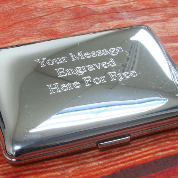 Personalised Chrome Plated Medium or Large Cigarette Tin Engraved Fathers Day Gift cc