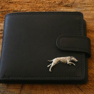 Carteira de couro Greyhound, marrom ou preta, para corrida de cães, presente para o dia dos pais, 165 wch