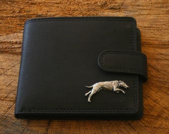 Greyhound Leather Wallet Brown or Black Leather Dog Racing Secret Santa Gift 165 wch
