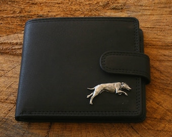 Greyhound Leather Wallet Brown or Black Leather Dog Racing Secret Santa Gift 165 wch