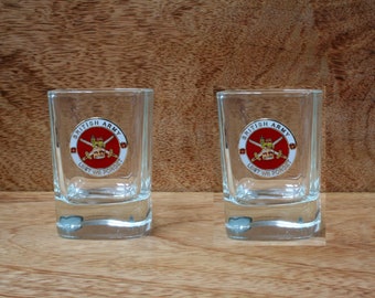 Lest We Forget Pair of Shot Glasses Crystal With Motifs Army Navy RAF Birthday Gift sg