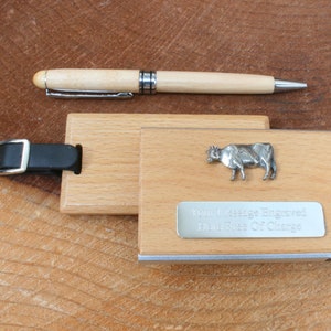 農場の動物 荷物タグ カードホルダー ボールペン 木製セット 旅行ラベル パーソナライズ 無料彫刻 牛 豚 羊 誕生日ギフト lu